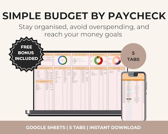 Google Sheets Budget Planner: Monthly Budget Spreadsheet, Subscription Tracker (Digital Download