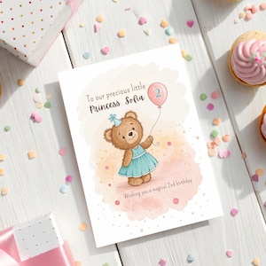 Personalised Birthday Bear Card – Playing Card Style | Funny Birthday Card for Her | Custom Name Birthday Card for Friend, Sister, Mum