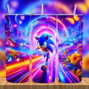3D Cute Speed Hero Tumbler Wrap PNG, Colorful Blue Running Character 20oz Skinny Sublimation Design, Straight & Tapered Wrap
