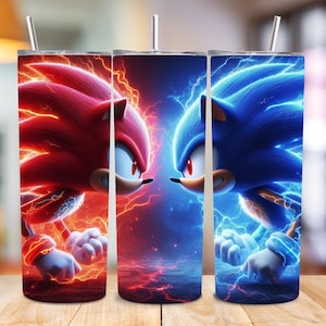 3D Cute Speed Hero Tumbler Wrap PNG, Colorful Blue Running Character 20oz Skinny Sublimation Design, Straight & Tapered Wrap