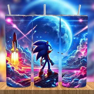 3D Cute Speed Hero Tumbler Wrap PNG, Colorful Blue Running Character 20oz Skinny Sublimation Design, Straight & Tapered Wrap