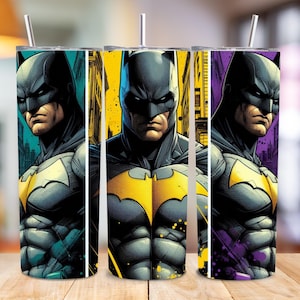 Dark Action Hero Tumbler Wrap PNG, Comic Style 20oz Skinny Sublimation Design, Superhero Tumbler Gift, Printable Digital Download Art