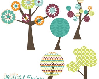 Tree Clip Art Tree Green Purple Orange Clipart Commercial Use Instant Download