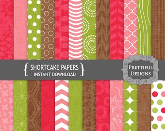 Pink Brown and Green Digital Paper Pack for Commercial Use