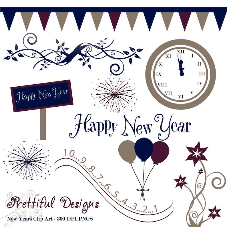 Years eve clipartmag New Years Eve Clip Art Happy New Year Party Clipart | Etsy