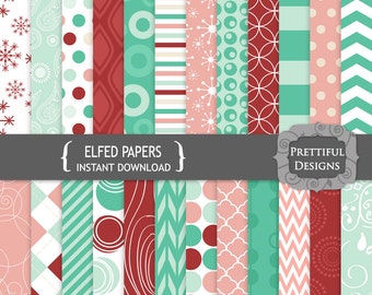 Non Traditional Christmas Digital Paper Christmas Scrapbook Papers - Elfed