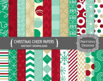 Christmas Digital Paper Christmas Scrapbook Papers - Christmas Cheer