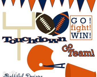 Football Clip Art Football Goal Post Helmet Commercial Use Orange and Blue