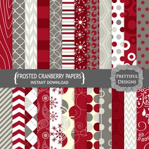 Digital Scrapbooking Papers - Frosted Cranberries