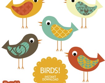 Autumn Bird Clip Art  Pattern Bird Clipart Instant Download Crisp Fall