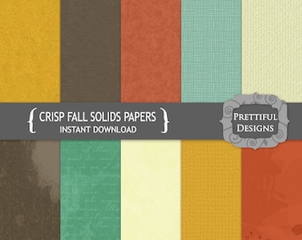 Fall Digital Paper Pack  - Autumn Colors Personal and Commercial Use - Crisp Solids