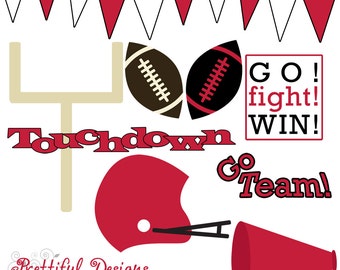 Football Clip Art - Personal or Commercial Use Red and Black