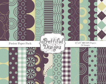 Digital Paper Pack  Personal and Commercial Use - Fusion