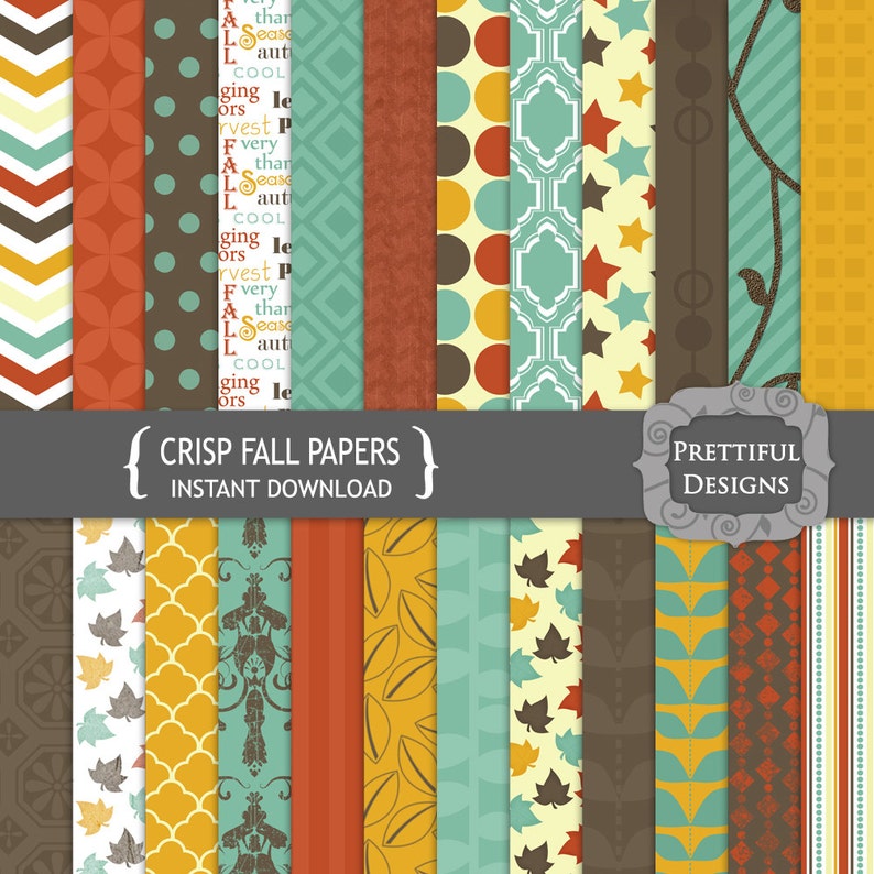 Autumn Digital Paper Pack Personal and Commercial Use Crisp Fall image 1