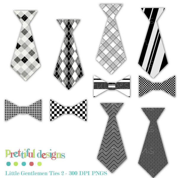 Tie and Bow Tie Clip Art - Personal or Commercial Use - Little Gentlemen 2