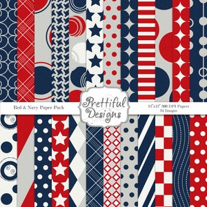 4th of July Digital Paper Pack  - Personal and Commercial Use - Patriotic
