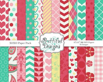 Valentine Digital Papers Commercial Use Digital Paper Pack