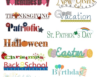 Holiday Word Art Clip Art Christmas Halloween Easter Commercial Use