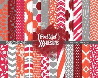 Digital Valentine Paper Pack  - Personal and Commercial Use - Valentine Lovin