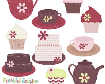 Tea Party Clip Art - Personal or Commercial Use