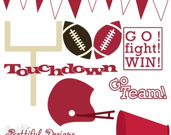 Football Clip Art Football Goal Post Helmet Commercial Use Crimson and White