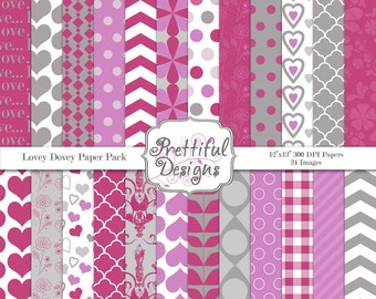 Valentine Paper Digital Paper - Personal and Commercial Use - Lovey Dovey
