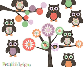 Owl Clip Art Spring Clipart for Commercial Use