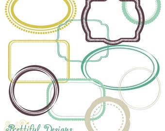 Digital Frame Clip Art Chartreuse Teal Purple Gray Commercial Use