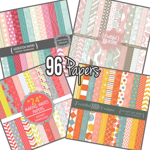 Commercial Use Digital Paper Bundle Girl Colors By Prettiful Designs Catch My Party