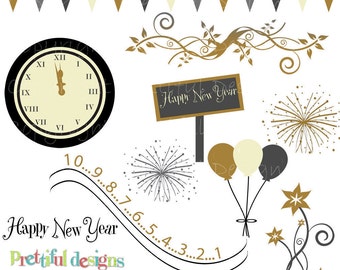 New Years Clip Art Etsy UK