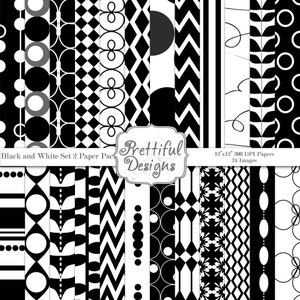 Black and White Digital Paper Pack Commercial Use