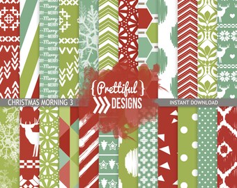Christmas Digital Paper Scrapbook Background Commercial Use - Christmas Morning 3