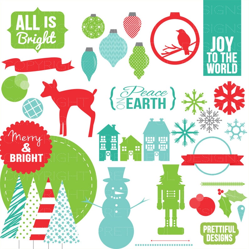 Christmas Clip Art, Christmas Digital Scrapbook Kit, Digital Paper, Christmas Clip Art image 3