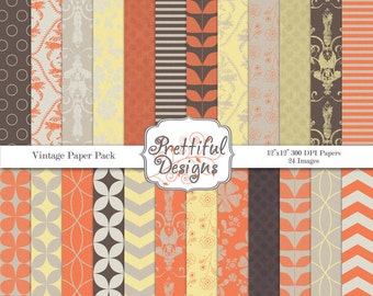 Vintage Digital Paper Pack  - Personal and Commercial Use - Vintage Background