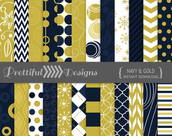 Navy & Gold Digital Paper Pack  - Personal and Commercial Use