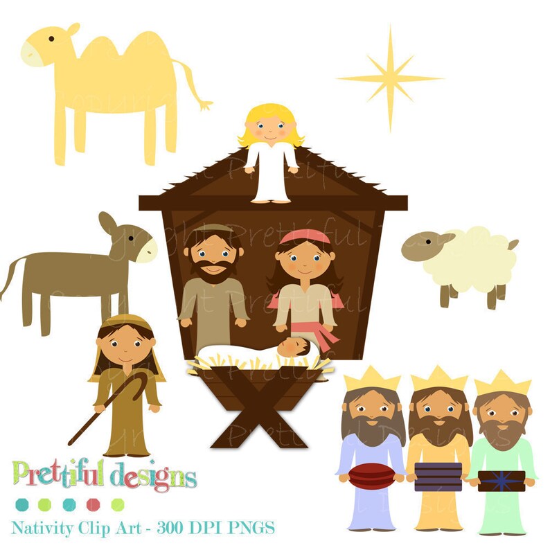 Christmas Nativity Clip Art - Manger Clipart Personal and Commercial ...