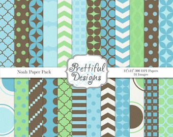 Boy Baby Shower Digital Paper Pack Commercial Use