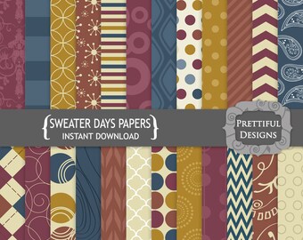 Fall Digital Paper Pack  - Personal and Commercial Use - Sweater Days