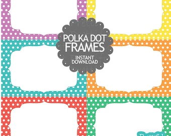 Polka Dot Digital Frames Clip Art Commercial Use Instant Download