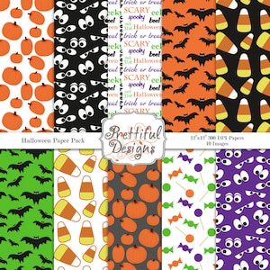 Halloween Digital Paper Pack  Commercial Use
