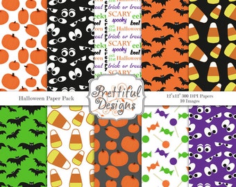 Halloween Digital Paper Pack  Commercial Use