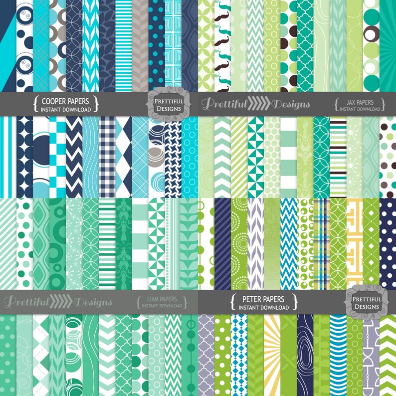 Bulk Digital Scrapbook Kit Printable Baby Boy Paper Pack Etsy