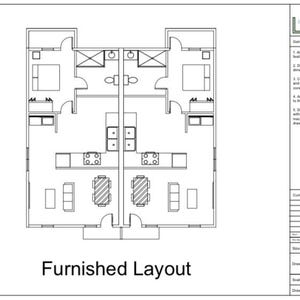 Planimetria moderna di un duplex con 1 camera da letto e 1 bagno – 40x45 / PDF + file AutoCAD gratuito