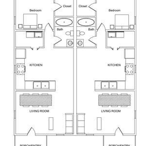 Planimetria moderna di una camera da letto 66'x60' / Planimetria della casa stampabile in PDF / Progetto di casa duplex