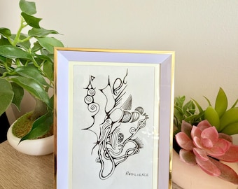 Resilience- Intuitive Drawing; Unique Soul Message, Black Ink Sketch