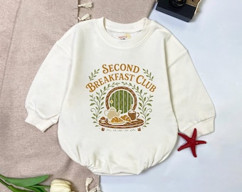 Second Breakfast Club Baby Romper Infant Sweatshirt Hobbit Graphic Bubble Romper Baby Shower Birthday Coming Home Gift Newborn Outfit