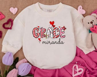 First Valentine's Day Outfit - Sweatshirt Bubble Romper - Baby Boy Clothes - Valentine For Baby- Baby Romper - Baby Bodysuit- Newborn Outfit