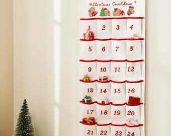 Calendario de Adviento de tela personalizado, decoración navideña para la pared