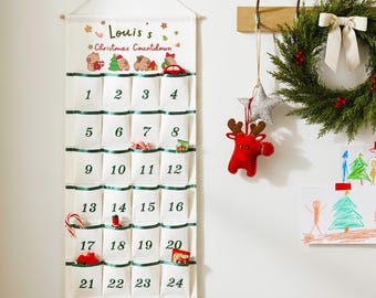 Calendario de Adviento de tela personalizado, decoración para colgar en la pared