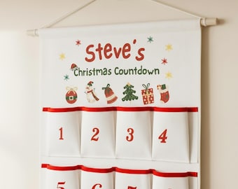 Calendario de Adviento de tela personalizado, decoración de pared para la cuenta regresiva navideña